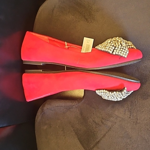 Torrid Women's Red Flats with Rhinestone Bow Size 10 - Picture 6 of 7